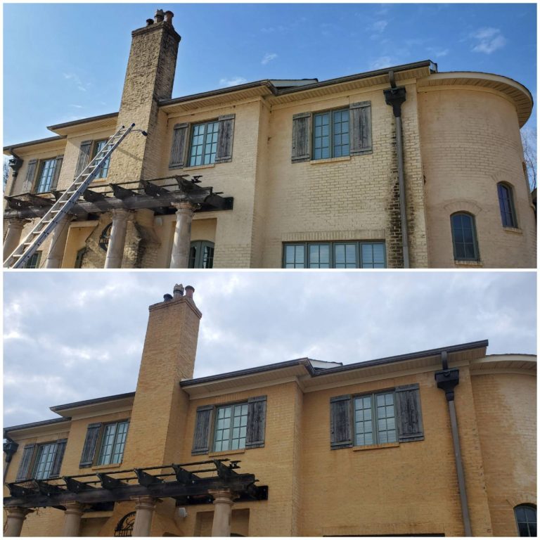 Before and after images of a home that was professionally washed