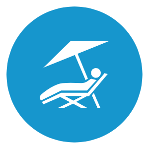 Icon of a person relaxing in a lounge chair